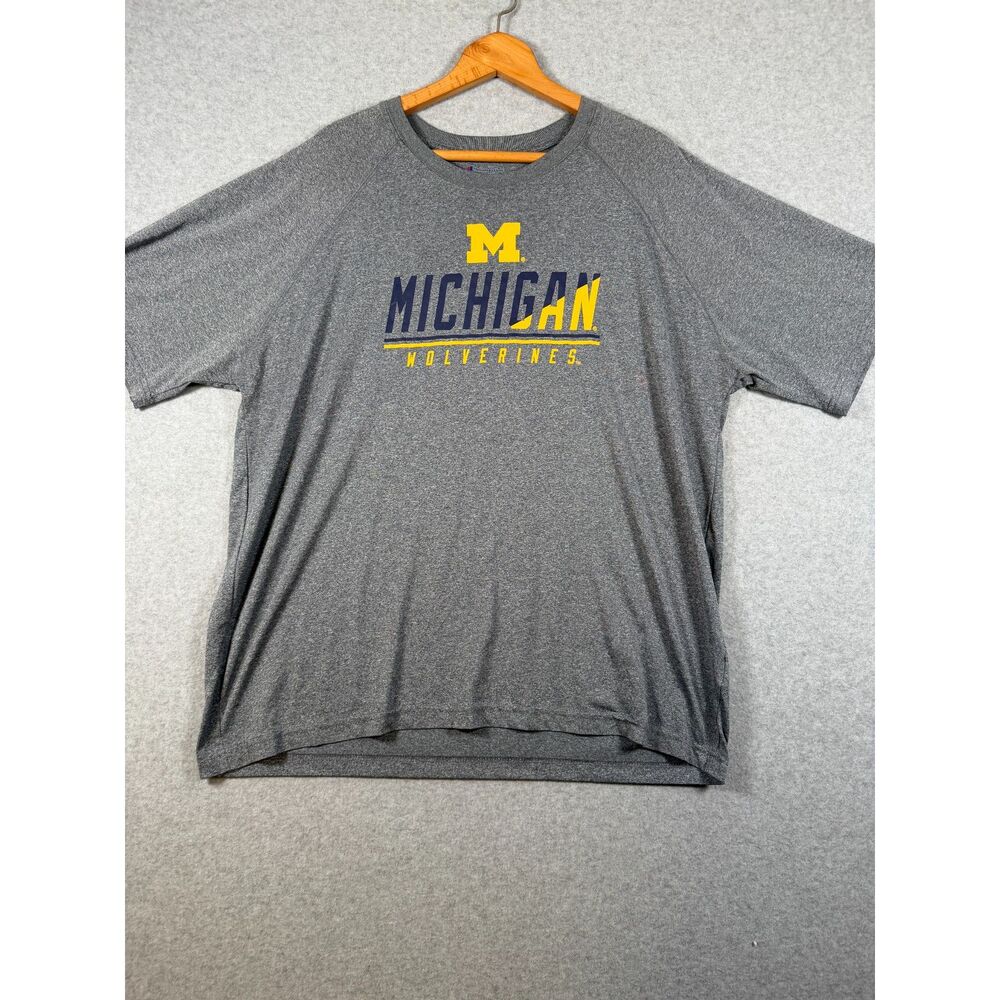 Champion Michigan Wolverines Men's 2XL Gray Performance T-Shirt NCAA 4016